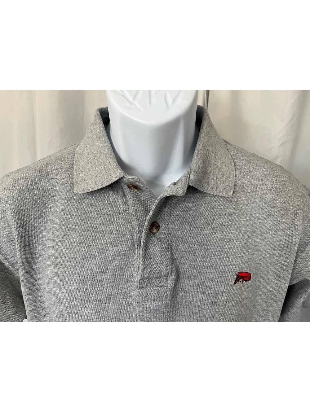Vintage Perlis Men's Solid Gray Pique Cotton Crawfish Polo Shirt Medium M